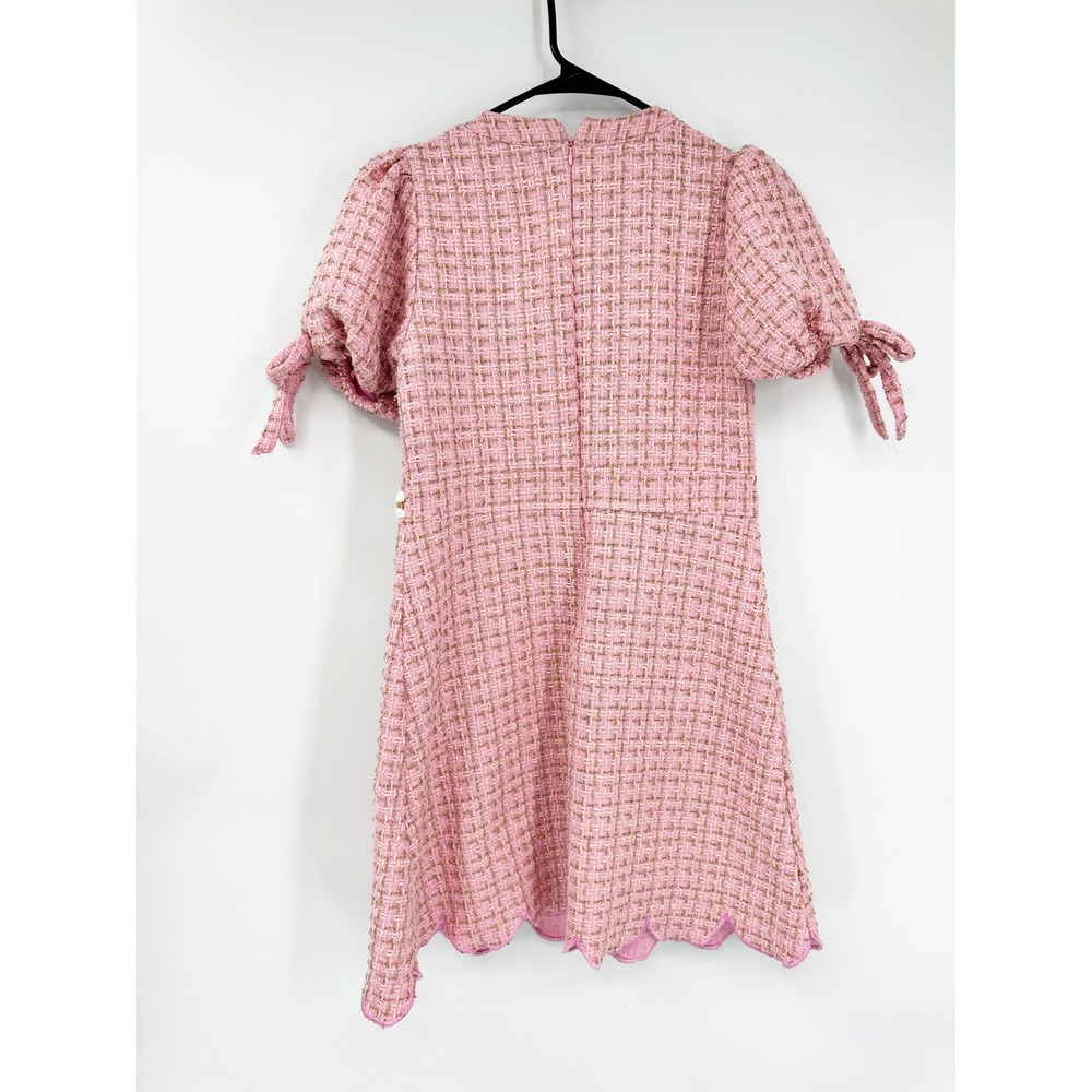Simply Southern Tweed Dress Small‎ Pink Gold Metallic Preppy Chic - Picture 3 of 8